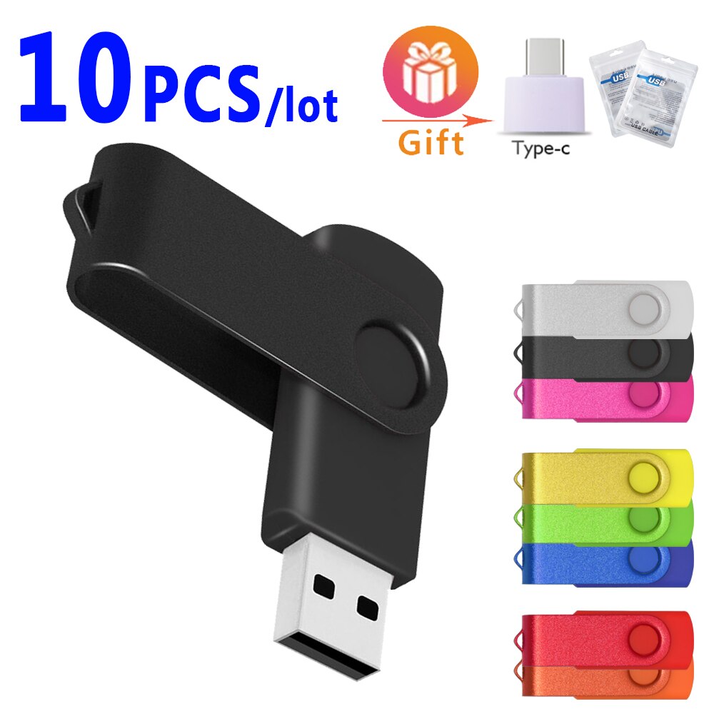 10pcs/lot Rotable USB Flash Drive 2.0 Pen Drives 64GB 32GB 16GB 8GB 4GB Pendrive Usb Memory Stick Free Logo for Photography Gift